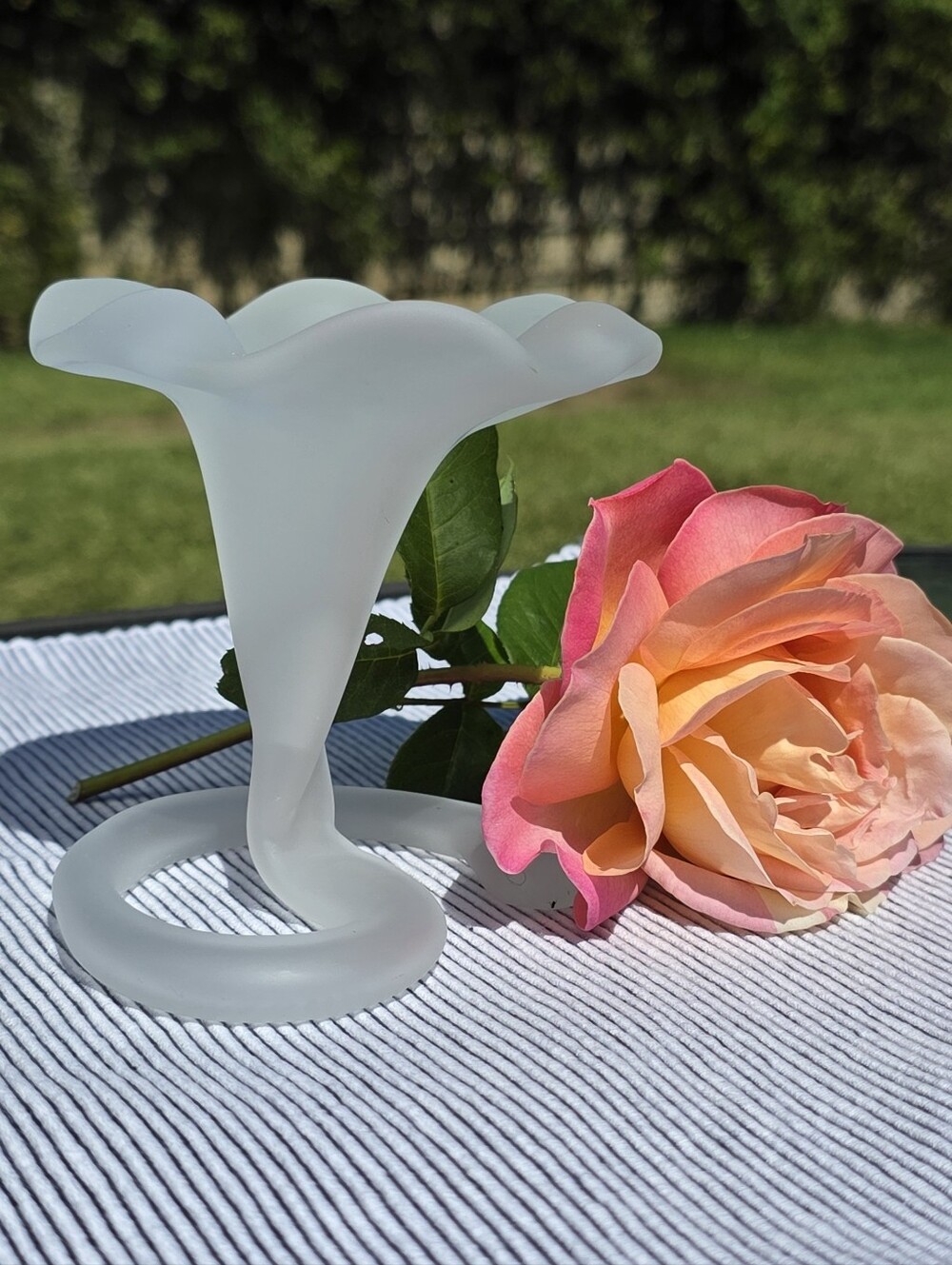 Frosted White Glass Tulip Vase - Elegant Home Accent
